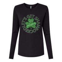 Distressed Let's Get Shamrocked Irish St Patrick Womens Cotton Relaxed Long Sleeve T-Shirt