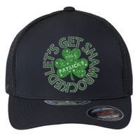 Distressed Let's Get Shamrocked Irish St Patrick Flexfit Unipanel Trucker Cap