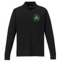 Distressed Let's Get Shamrocked Irish St Patrick Performance Long Sleeve Polo