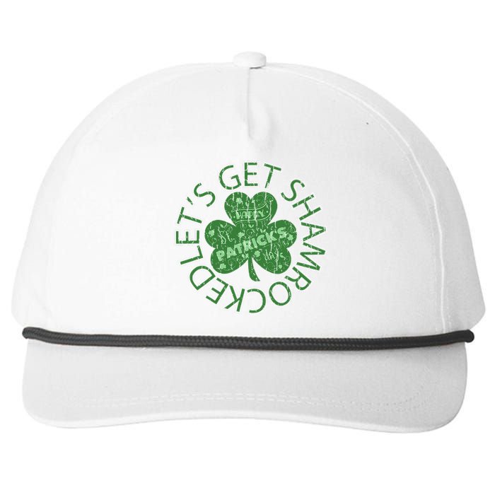 Distressed Let's Get Shamrocked Irish St Patrick Snapback Five-Panel Rope Hat