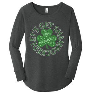 Distressed Let's Get Shamrocked Irish St Patrick Women's Perfect Tri Tunic Long Sleeve Shirt