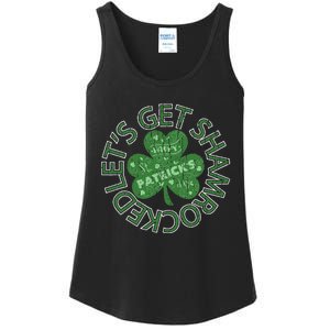 Distressed Let's Get Shamrocked Irish St Patrick Ladies Essential Tank