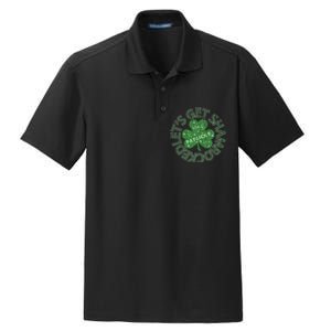 Distressed Let's Get Shamrocked Irish St Patrick Dry Zone Grid Polo