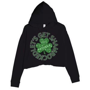 Distressed Let's Get Shamrocked Irish St Patrick Crop Fleece Hoodie