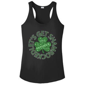 Distressed Let's Get Shamrocked Irish St Patrick Ladies PosiCharge Competitor Racerback Tank