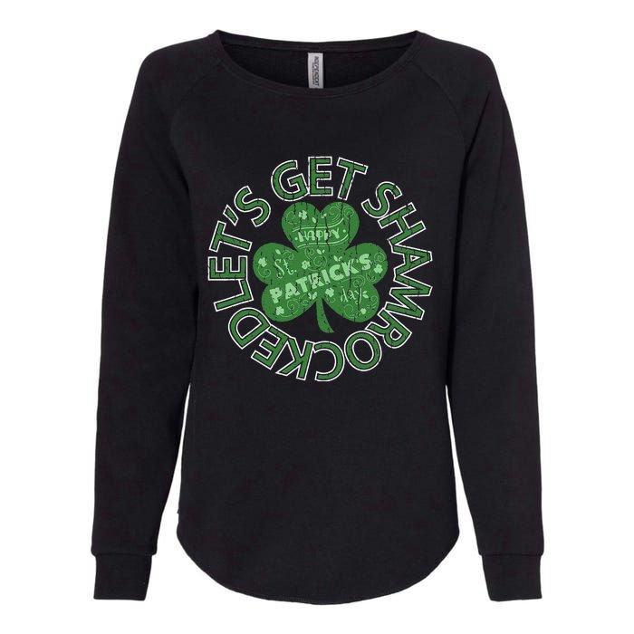 Distressed Let's Get Shamrocked Irish St Patrick Womens California Wash Sweatshirt