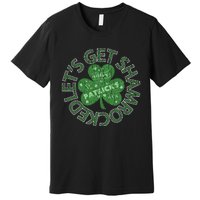 Distressed Let's Get Shamrocked Irish St Patrick Premium T-Shirt