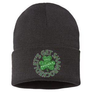 Distressed Let's Get Shamrocked Irish St Patrick Sustainable Knit Beanie