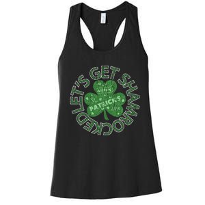 Distressed Let's Get Shamrocked Irish St Patrick Women's Racerback Tank