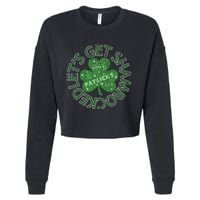 Distressed Let's Get Shamrocked Irish St Patrick Cropped Pullover Crew