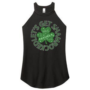 Distressed Let's Get Shamrocked Irish St Patrick Women's Perfect Tri Rocker Tank