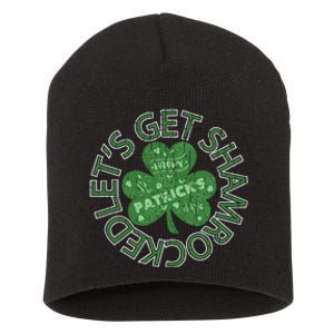 Distressed Let's Get Shamrocked Irish St Patrick Short Acrylic Beanie