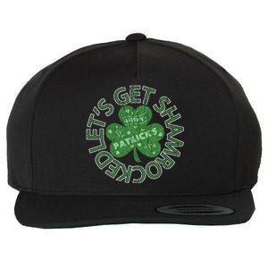 Distressed Let's Get Shamrocked Irish St Patrick Wool Snapback Cap