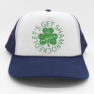 Distressed Let's Get Shamrocked Irish St Patrick Trucker Hat