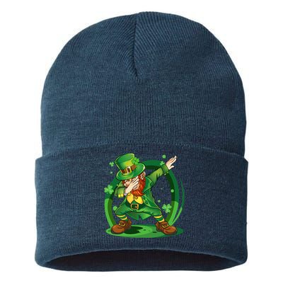 Dabbing Leprechaun Gold Happy St.Patrick's Day Sustainable Knit Beanie