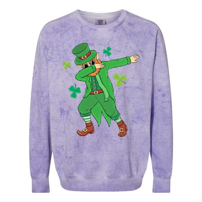 Dabbing Leprechaun Gift Funny St Paddys Day Gift Colorblast Crewneck Sweatshirt