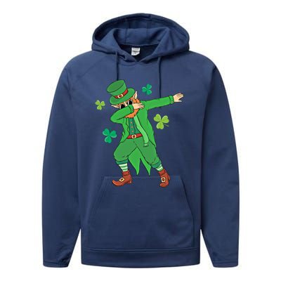 Dabbing Leprechaun Gift Funny St Paddys Day Gift Performance Fleece Hoodie