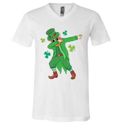 Dabbing Leprechaun Gift Funny St Paddys Day Gift V-Neck T-Shirt