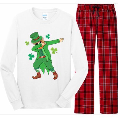 Dabbing Leprechaun Gift Funny St Paddys Day Gift Long Sleeve Pajama Set