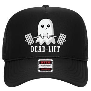 Dead Lift Ghost Halloween Ghost Gym Weightlifting Fitness High Crown Mesh Back Trucker Hat