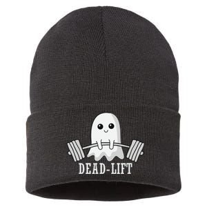 Dead Lift Ghost Halloween Ghost Gym Weightlifting Fitness Sustainable Knit Beanie