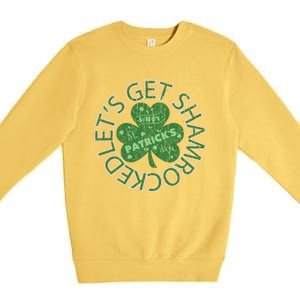 Distressed Let's Get Shamrocked Irish St Patrick Premium Crewneck Sweatshirt