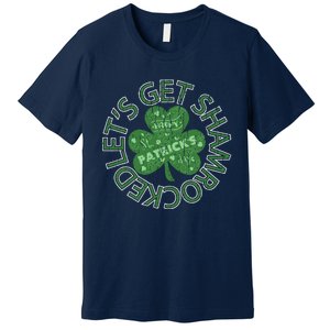 Distressed Let's Get Shamrocked Irish St Patrick Premium T-Shirt