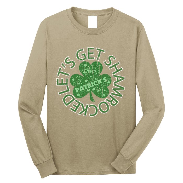 Distressed Let's Get Shamrocked Irish St Patrick Long Sleeve Shirt