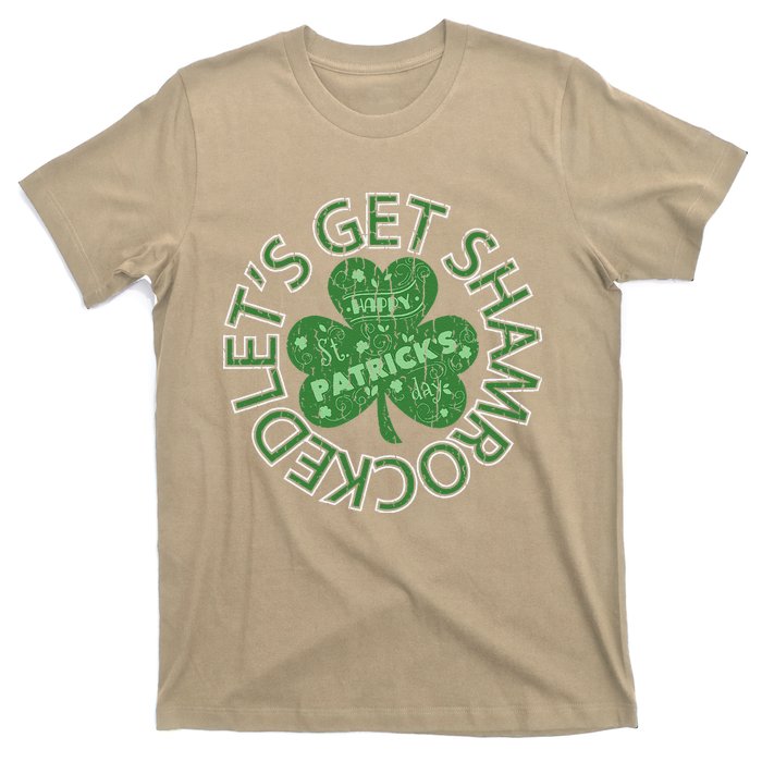 Distressed Let's Get Shamrocked Irish St Patrick T-Shirt