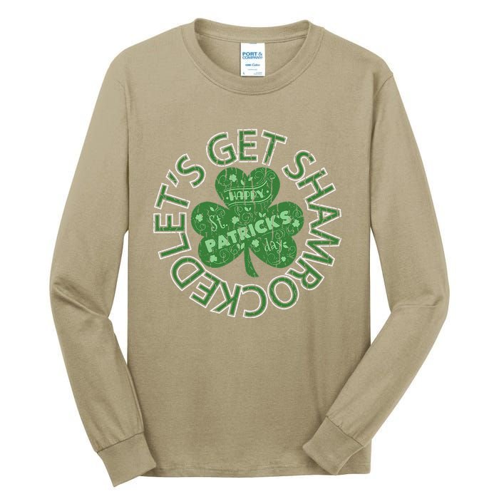 Distressed Let's Get Shamrocked Irish St Patrick Tall Long Sleeve T-Shirt