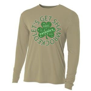 Distressed Let's Get Shamrocked Irish St Patrick Cooling Performance Long Sleeve Crew