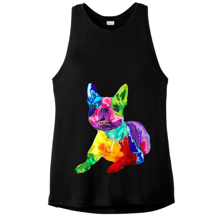Dog Lover Gifts Boston Terrier Dog Colorful Boston Terrier Ladies PosiCharge Tri-Blend Wicking Tank