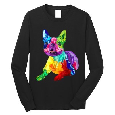 Dog Lover Gifts Boston Terrier Dog Colorful Boston Terrier Long Sleeve Shirt