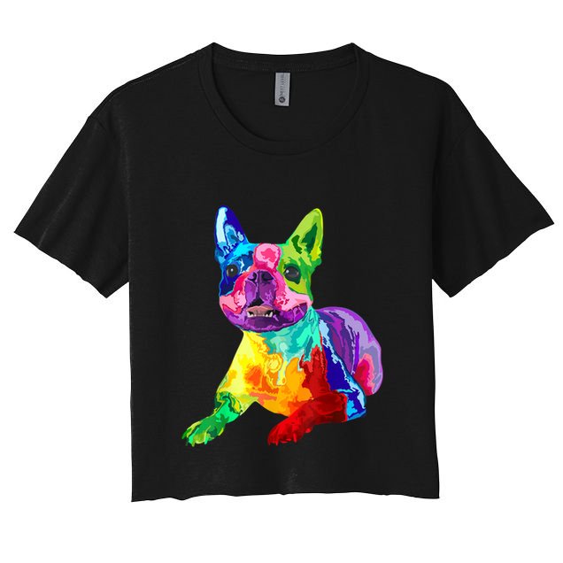 Dog Lover Gifts Boston Terrier Dog Colorful Boston Terrier Crop Top