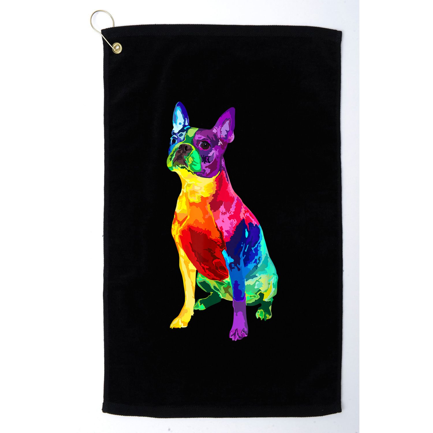 Dog Lover Gifts Boston Terrier Dog Colorful Boston Terrier Golf Towel