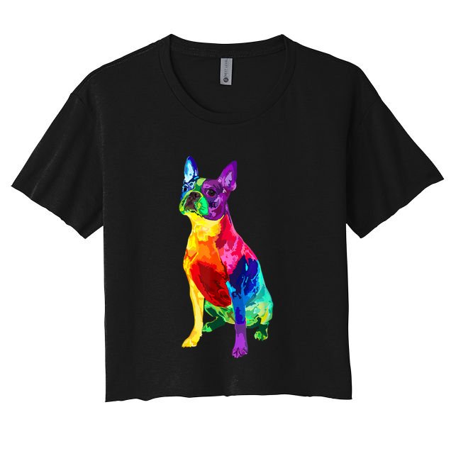 Dog Lover Gifts Boston Terrier Dog Colorful Boston Terrier Crop Top