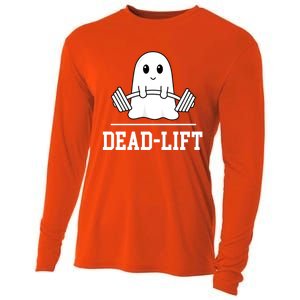 Dead Lift Ghost Halloween Cute Boo Gym Weights Gift Cooling Performance Long Sleeve Crew