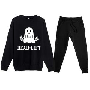 Dead Lift Ghost Halloween Cute Boo Gym Weights Gift Premium Crewneck Sweatsuit Set