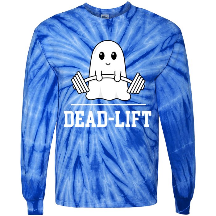 Dead Lift Ghost Halloween Cute Boo Gym Weights Gift Tie-Dye Long Sleeve Shirt