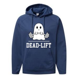 Dead Lift Ghost Halloween Cute Boo Gym Weights Gift Performance Fleece Hoodie