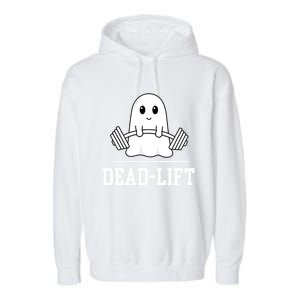 Dead Lift Ghost Halloween Cute Boo Gym Weights Gift Garment-Dyed Fleece Hoodie