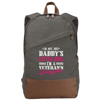 Daddys Little Girl Veteran Dad Veterans Day Gift Cotton Canvas Backpack