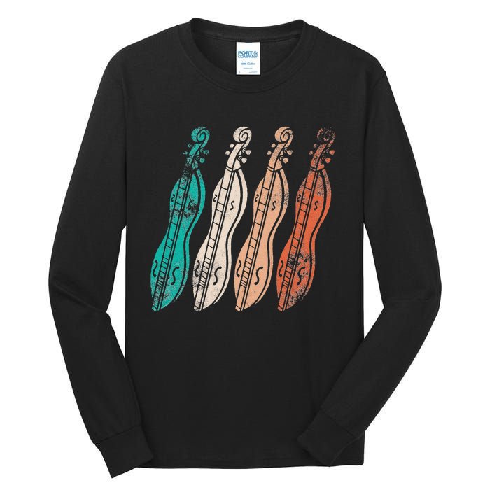 Dulcimer Lovers Guitar Vintage Retro Dulcimer Funny Tall Long Sleeve T-Shirt