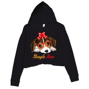 Dog Lover Gifts Bow Tie Glasses Funny Cute Beagle Mom Crop Fleece Hoodie