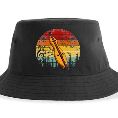 Dulcimer Lovers Guitar Retro Design Dulcimer Funny Sustainable Bucket Hat