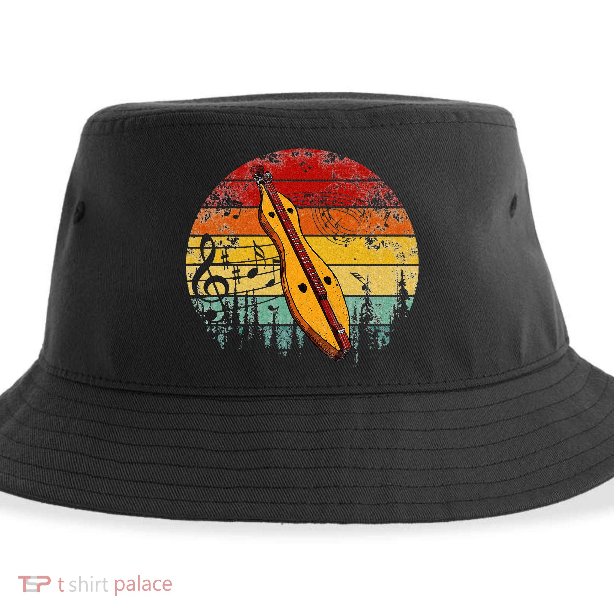 Dulcimer Lovers Guitar Retro Design Dulcimer Funny Sustainable Bucket Hat