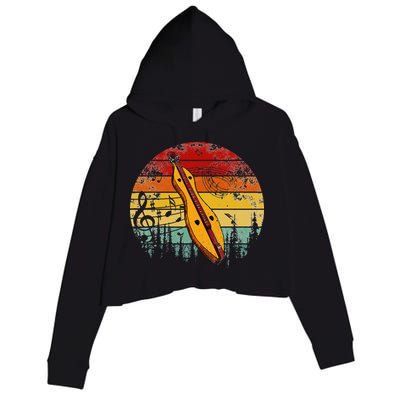 Dulcimer Lovers Guitar Retro Design Dulcimer Funny Crop Fleece Hoodie