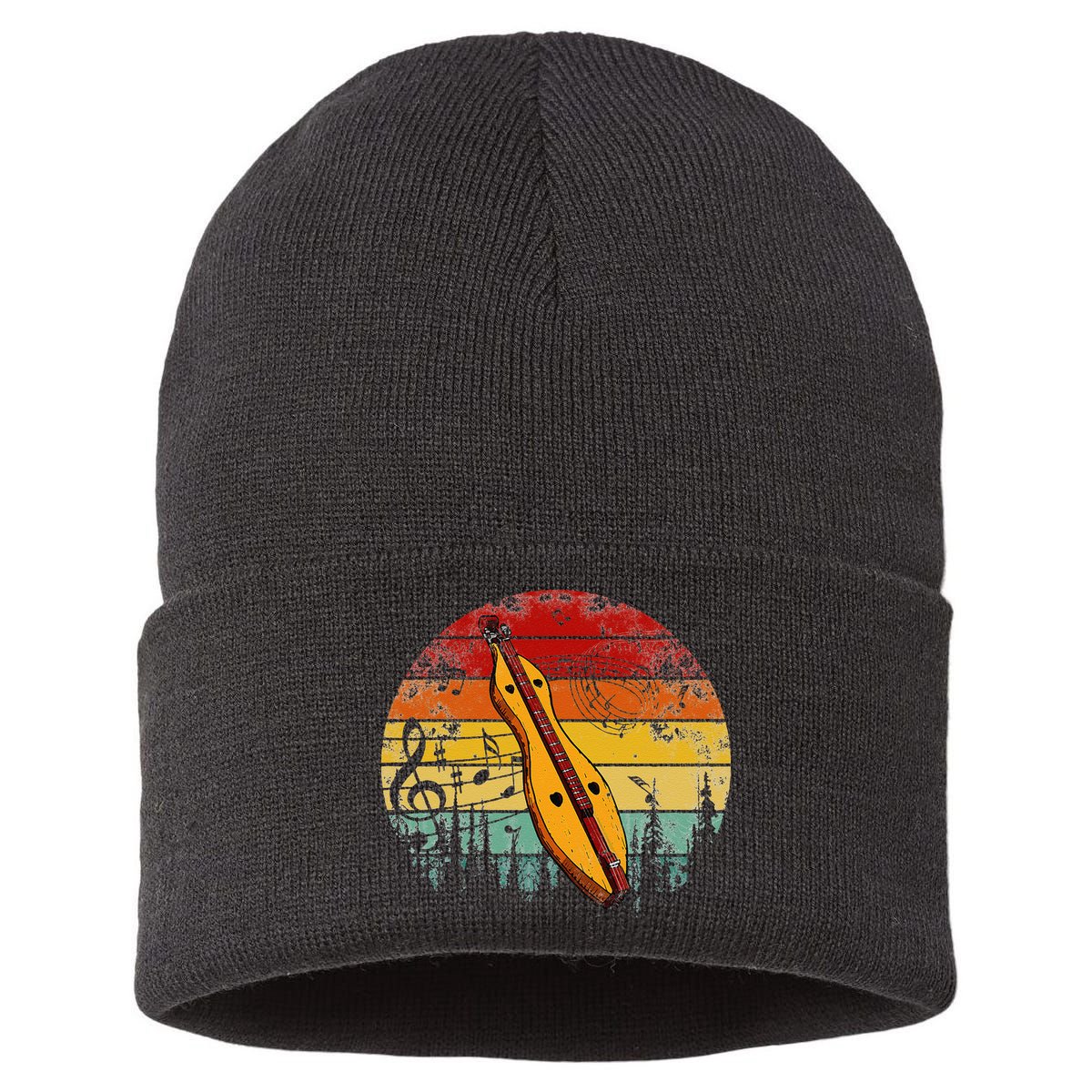 Dulcimer Lovers Guitar Retro Design Dulcimer Funny Sustainable Knit Beanie