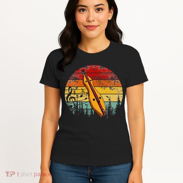 Dulcimer Lovers Guitar Retro Design Dulcimer Funny Womens T-Shirt