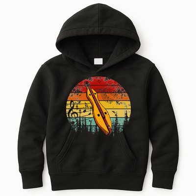 Dulcimer Lovers Guitar Retro Design Dulcimer Funny Kids Hoodie